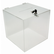 Urna plexiglas, cu yala si balamale, latura 15 cm